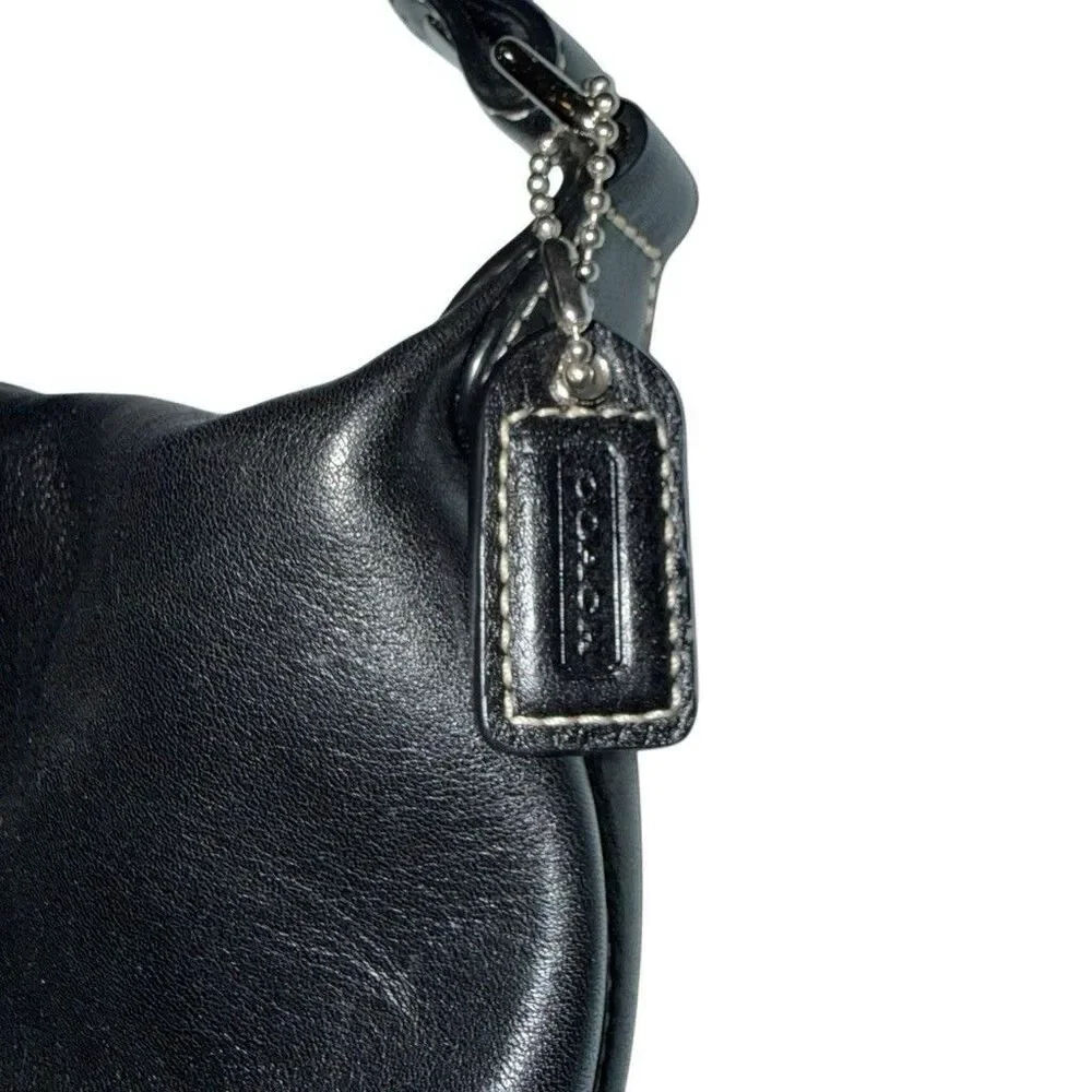 Vintage Y2K Coach Leatherware EstMini Hobo Bag Demi Pouch Black Leather